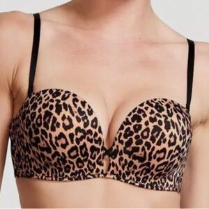 Victorias Secret Bombshell Leopard Print Strapless Push-Up Bra size 36B BNWT